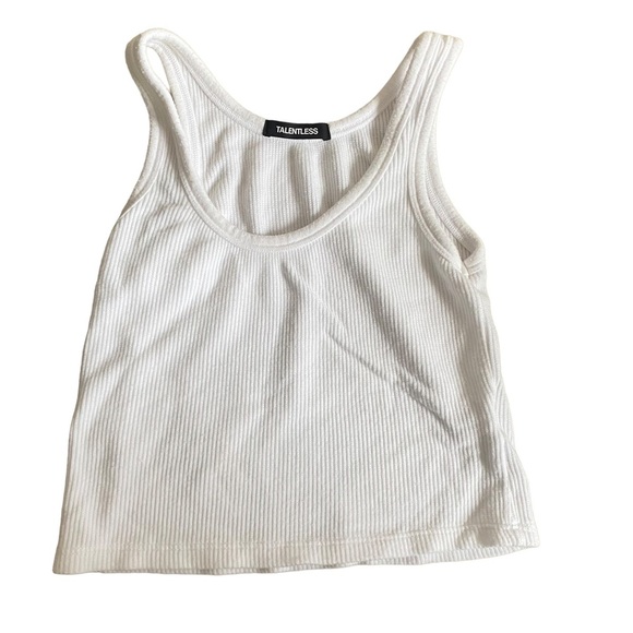 Talentless CROP MODAL TANK white ribbed M medium - Picture 6 of 14